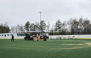 Футбольная площадка на территории СК "Олимпия-Парк" практически готова к эксплуатации
